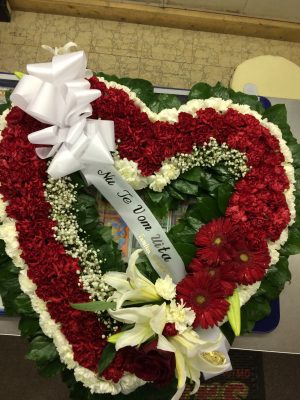 funeral,, wreath, carnations, remebering