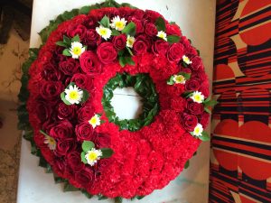 red, roses, chrysanthemums, carnations